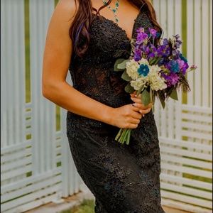 Jasz ….black embellished sleeveless trumpet dress